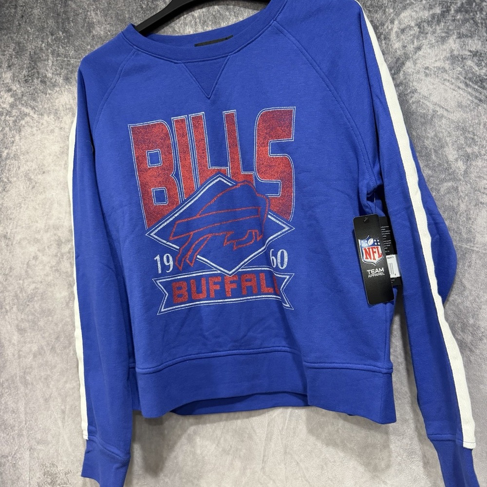 Junk Food Buffalo Bills Women’s L Blue NFL Crewneck Sweatshirt Distressed Look